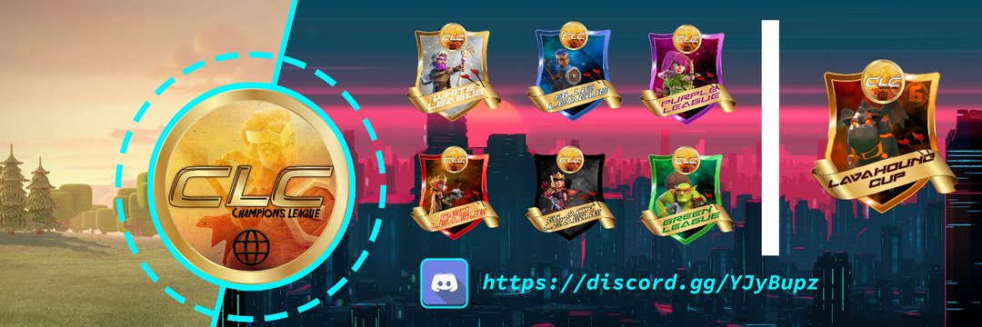 🏆🏆<a href="/CLC_CoC/">Champions Leagues Clash</a>  Season 2 🏆🏆

6 leagues are available and special event Lavahound Cup

Join discord and register your team
discord.gg/ams22jZ
Thanks for ❤️🔁
#ClashofClans #CLC