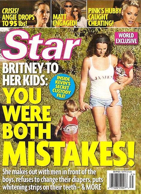 Actual magazine covers of the media painting britney out to be bad mother: