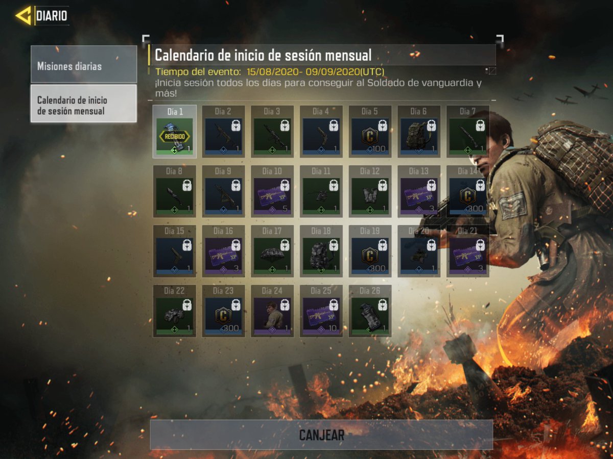 COD_MobileChile's tweet photo. Calendario de inicio de sesión mensual 👀 ¿Qué opinan sobre sus recompensas? 

¡RT Y COMENTA!

#CalendarioMensual #CoDMobile #CoD #CallOfDuty #CoDChile #CoDMobileChile #CallOfDuty2020 #Multijugador #BattleRoyal #Igualadas #Actualización https://t.co/QjBSEG3cRB