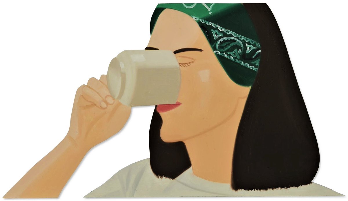 Alex Katz, "Ada with Coffee", c.1970, Oil on shaped aluminum, 23 7/8" x 42 5/8"
