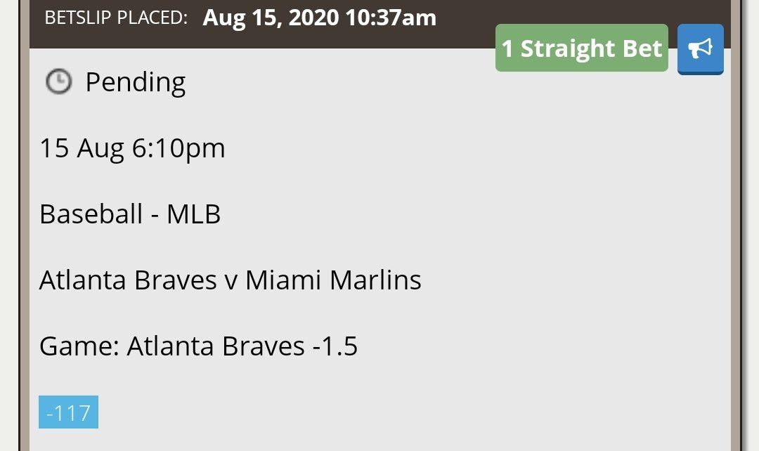 HaterCouch's tweet photo. #MLBChase 7D
Braves -1.5 (-117)
Record: 5-1 https://t.co/7JlKObA7BF