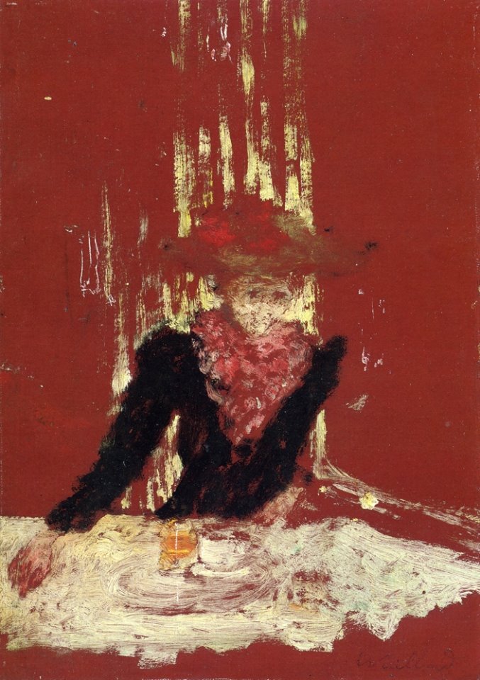 Vuillard, "Woman with Cup of Coffee", 1895, Oil on board, 11 3/4" x 8 1/4"