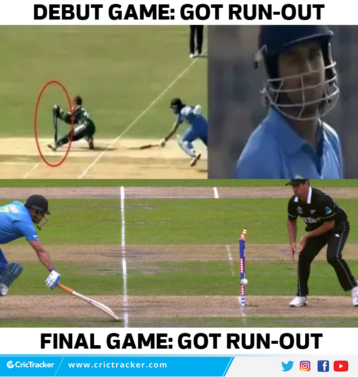 MS Dhoni started and ended his career with a run-out. #ThankYouMSDhoni