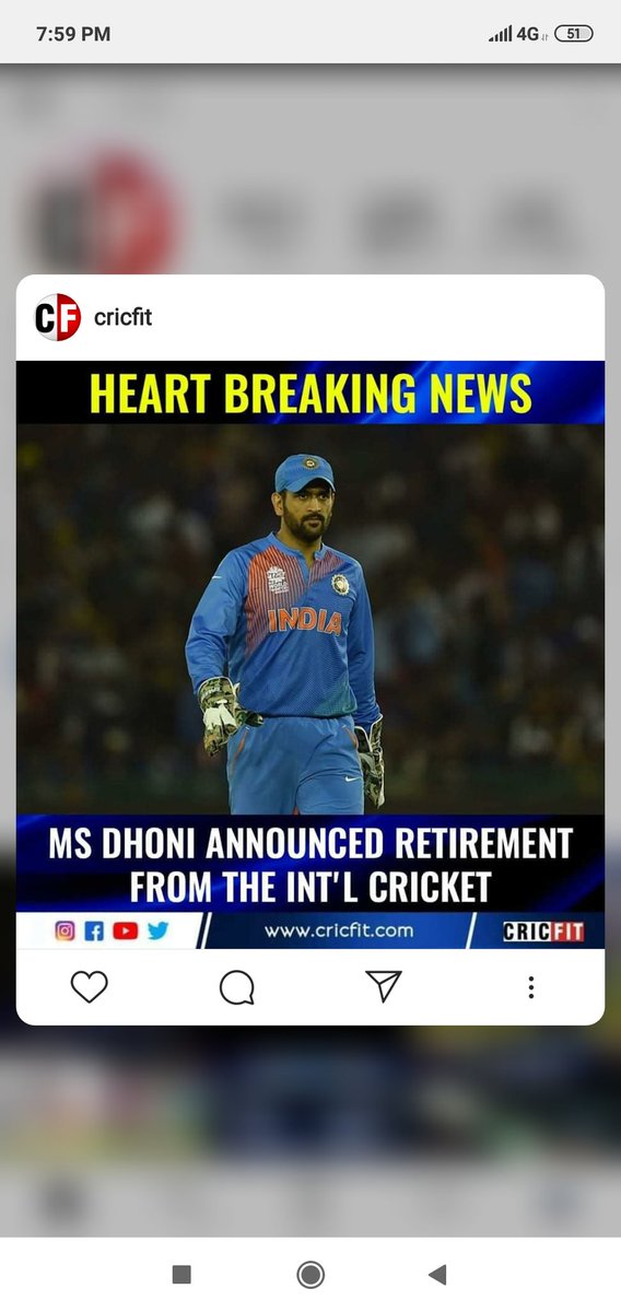 AJain255's tweet photo. #MSDhoni Once in a Generation Player 🙌
Greatest WK Keeper Batsman &amp; True Leader ❤️

Indian Cricket will never find a replacement for 
You can't retire from cricket history ❤️
#MSDhoni 
Retirement 😫 https://t.co/hYHlnbza7I