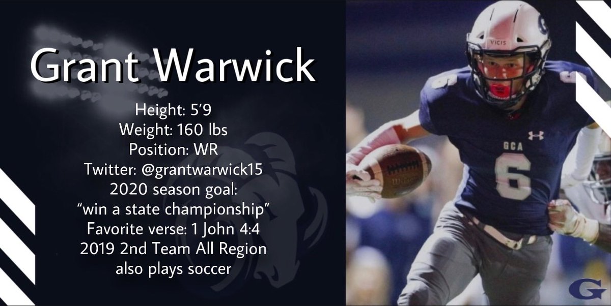 GCARamsFootball's tweet photo. GCA Rams c/o 2021 #SeniorSpotlight @grantwarwick15_  https://t.co/pOrRgSM6dB https://t.co/YyJ3nNf1Ka