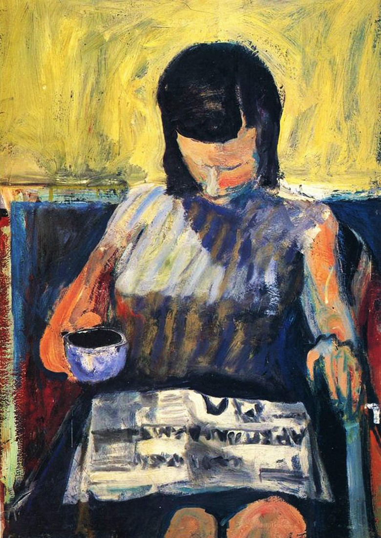 Richard Diebenkorn, "Woman with Newspaper and Coffee", 1960, Oil on canvas, 48" x 34"
