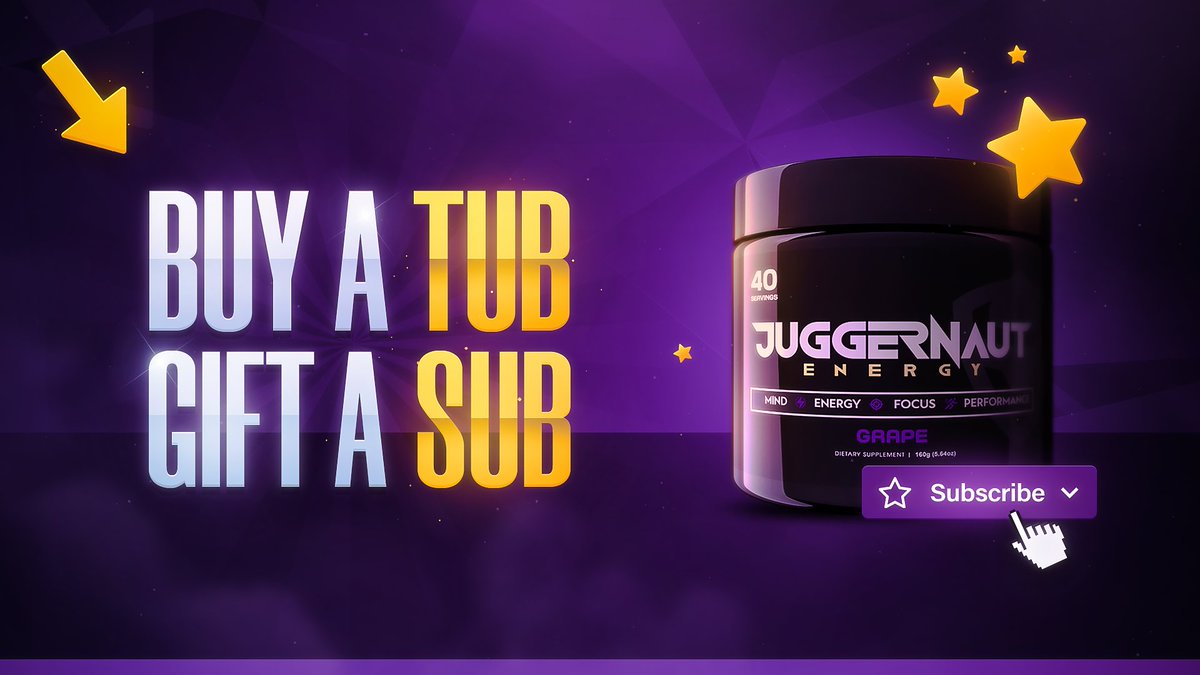 Juggernaut's tweet photo. IT'S TIME TO GIVE BACK TO THE ALL THE AMAZING STREAMERS OUT THERE!

SUPPORT YOUR FAVORITE STREAMER!

For every tub purchased between August 15th-22nd, we'll gift a Twitch Sub to a person of your choosing!

Just leave their Twitch Link in the Special Instructions Box at Checkout https://t.co/CpPxsnhuwu