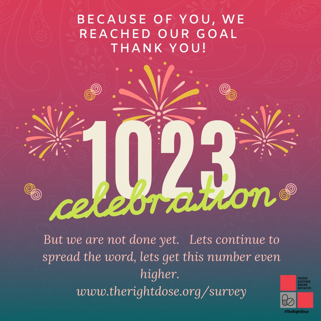 YOU did it MBC family! A time to celebrate. But our work has just begun and we want to amplify more voices for those living with MBC, so please continue to share the survey link for @the_rightdose . therightdose.org/survey. Every voice counts. #therightdose #stageIVneedsmore