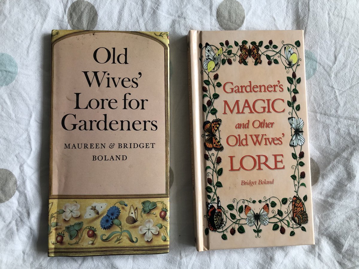 SuzeAppleMac's tweet photo. Must reads for gardeners! Favourite tip is to sit on the ground with no trousers on. If itβs too cold for your bottom, then itβs too cold for planting seedlings π #oldwiveslore #gardenersmagic #bridgetboland #maureenboland #vintagebooks #gardeningbooks #gardeningmagic #gardening https://t.co/ekPEWwQnxa