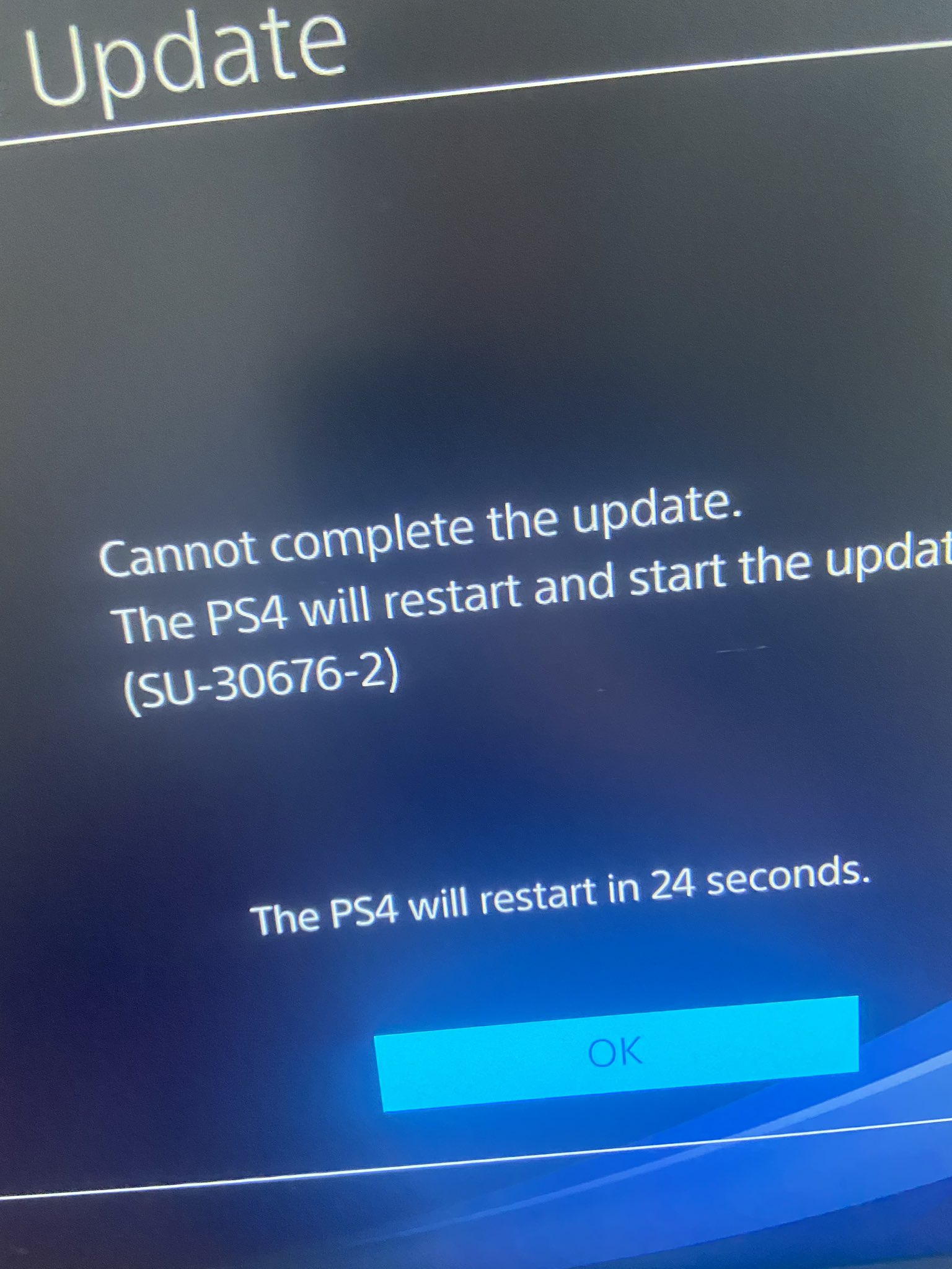 Jon on Twitter: "Someone please help me update my PS4, I've been trying for hours and I keep getting error SU-30676-2. Googling this error brings up very few results and of