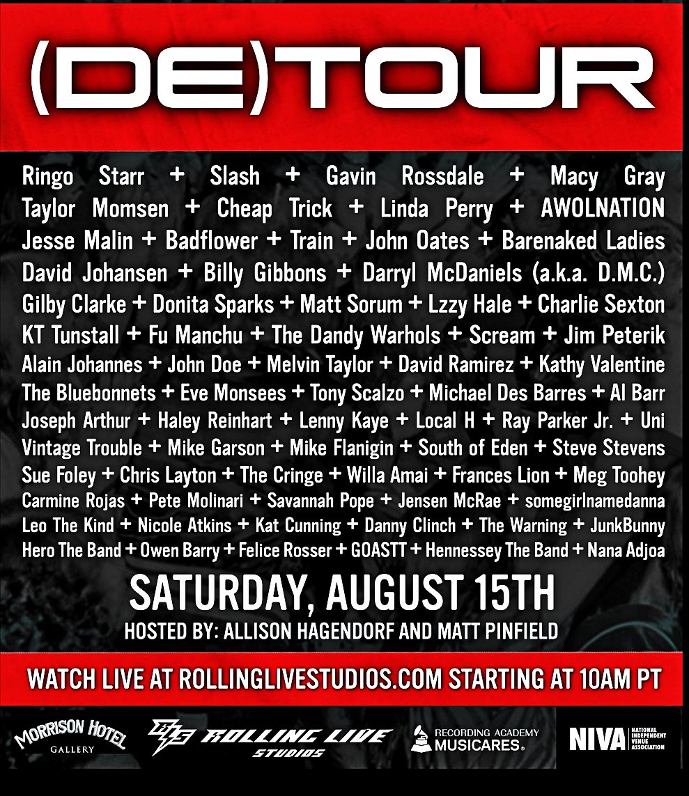 I can’t wait to watch this. What a great line up. #detourvirtualmusicfestival benefiting <a href="/nivassoc/">NIVA - National Independent Venue Association</a> and <a href="/MusiCares/">MusiCares</a> #morrisonhotelgallery <a href="/rollinglivepro/">Rolling Live Studios</a> <a href="/josepharthur/">Joseph Arthur</a> <a href="/jesse_malin/">Jesse Malin</a> #josepharthur #jessemalin #saveourstages More info at rollinglivestudios.com