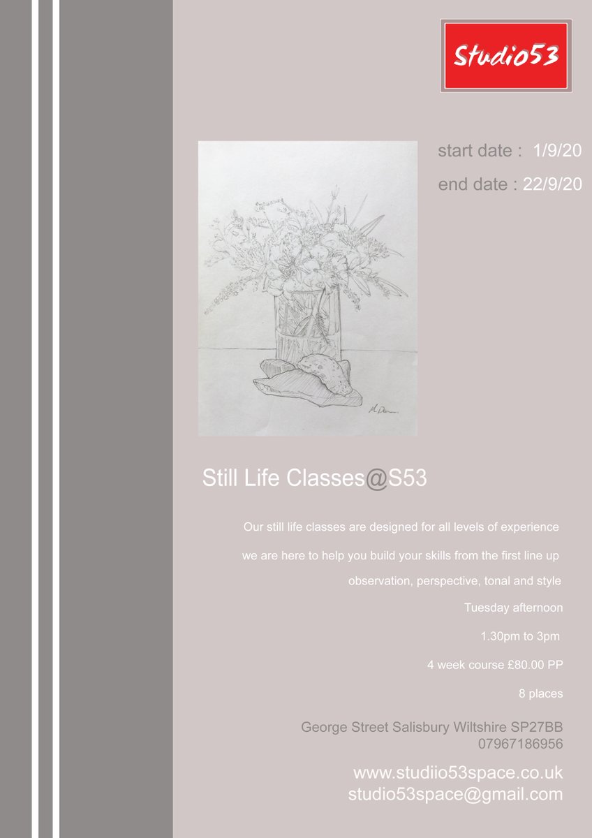 studio53space's tweet photo. New Dates for September Classes in Still Life Drawing https://t.co/7DWnAhs6NT