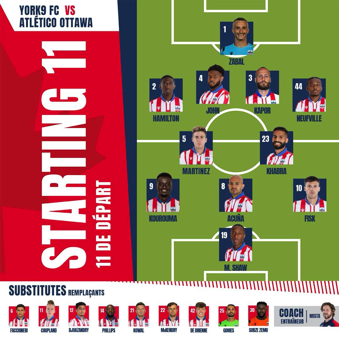 atletiOttawa's tweet photo. Your Atleti Starting XI ❕

🔴⚪️ #AtléticoOttawa ⚽️ #Y9vATO 🏝 #IslandGames #CanPL https://t.co/5CuOvMCdLy