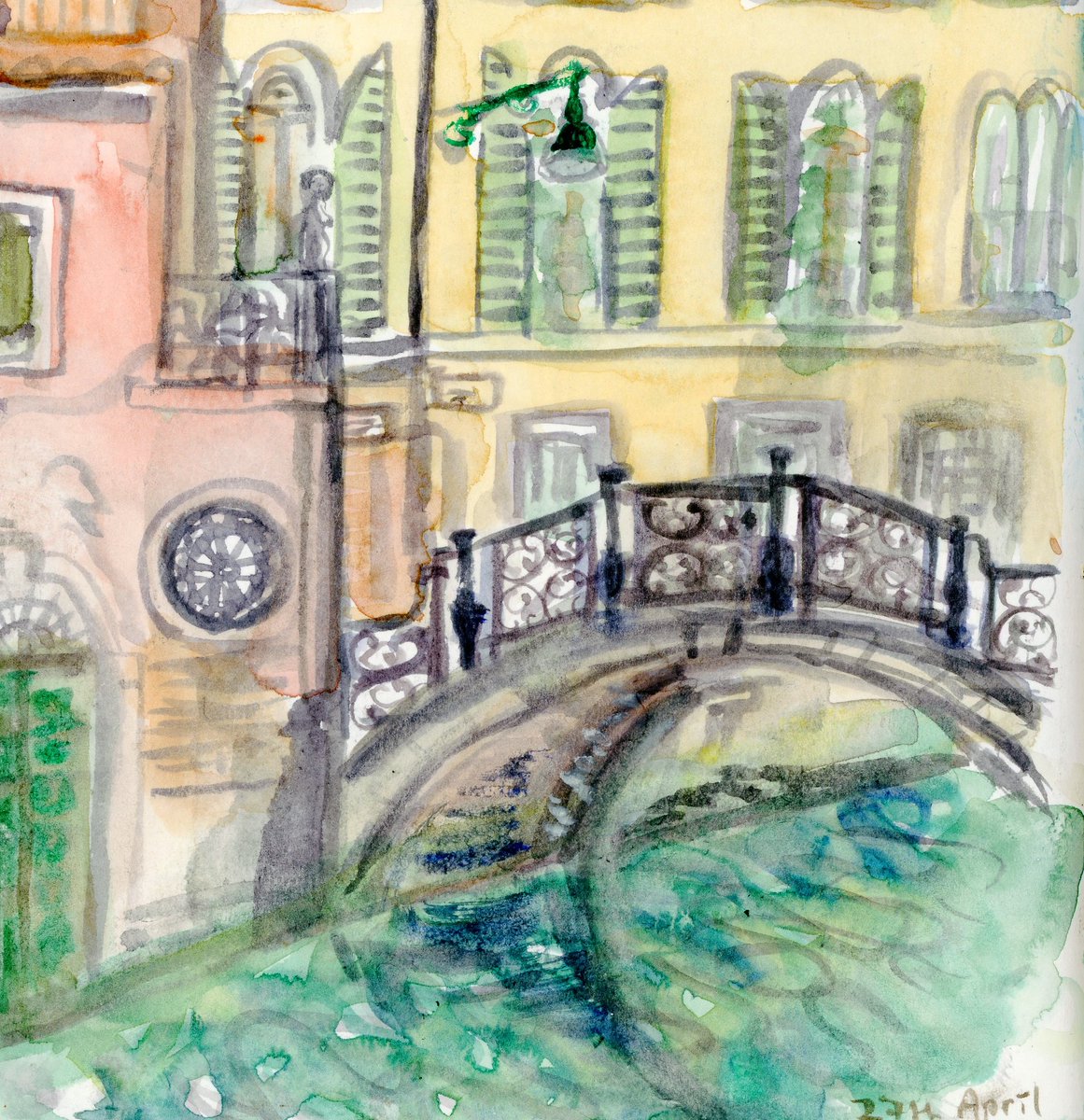 The first reference point was my sketches of Venice from 2015 (back when travelling was a thing). The picture on the wider reading card has a very very tiny self-portrait of me sketching the view from the Doge’s palace.