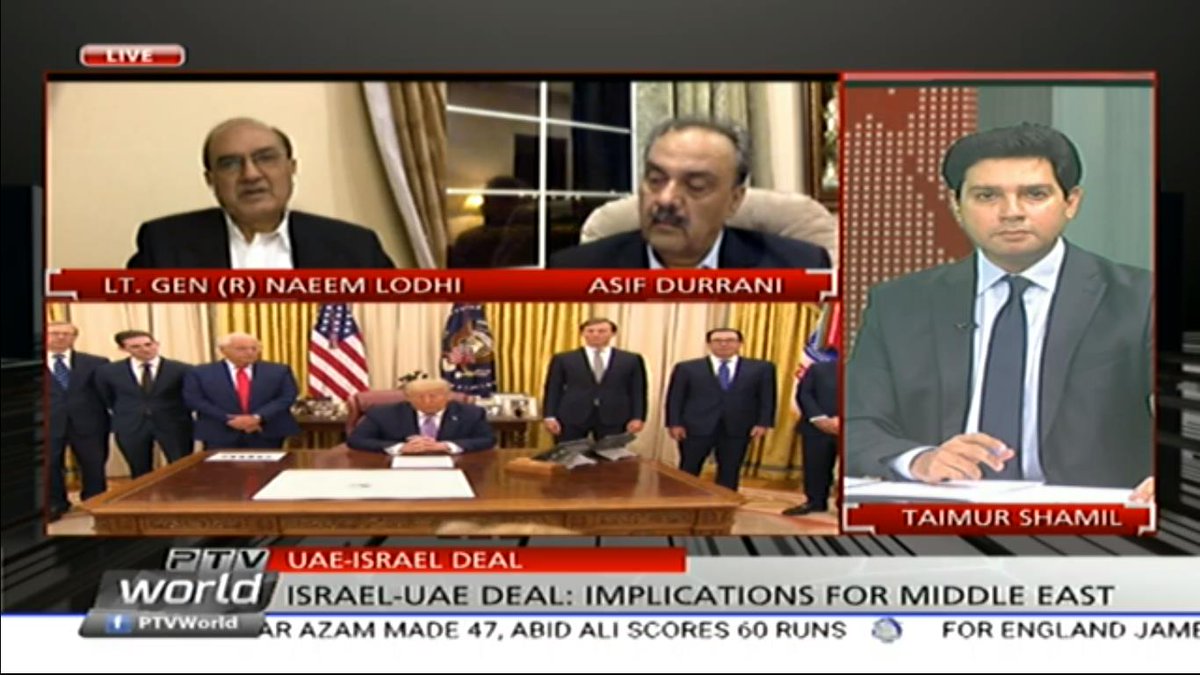 IPRI_Pak's tweet photo. Amb. (R) Asif Durrani, Senior Research Fellow at IPRI, is part of the panel discussion on "Israel-UAE DEAL" live on PTV World in the programme Dialogue with Taimur Shamil.
Courtesy: PTV World
#IPRI_Pakistan #HappeningNow https://t.co/WU8Ye9dKwh