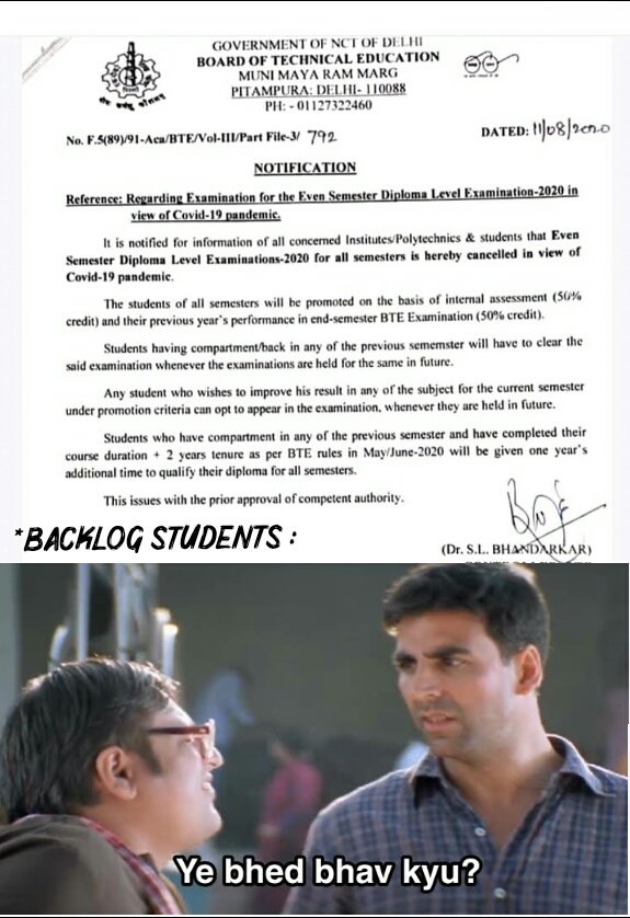 akash434405's tweet photo. If u conduct the Backlog exams then why are u promote the other regular students ??
Promote Backlogs students otherwise conduct exam for all regular students... 
@msisodia 
@ArvindKejriwal 
@Minister_Edu 
#savebacklogstudentlife https://t.co/3gyjuZ9Ig7