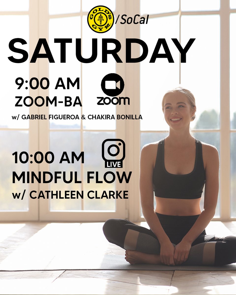 GoldsGymSoCal's tweet image. Join @GoldsGymSoCal on #Zoom for Zumba at 9AM PST and Instagram Live for #MindfulFlow at 10AM PST!  💪😎 

Click the link for access to our live Zoom!
 
soo.nr/ldGh

#GoldsGym #GoldsGymSoCal #StayInShape #HomeWorkout #GoldsAtHome #NoGymNoProblem #WorkoutIdeas
