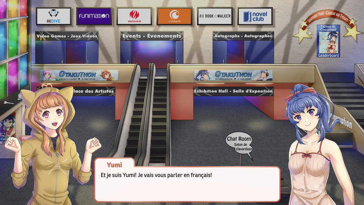 Virtual greeters/convention mascots Yurika and Yumi have already engaged me. In English and French, no less. :)