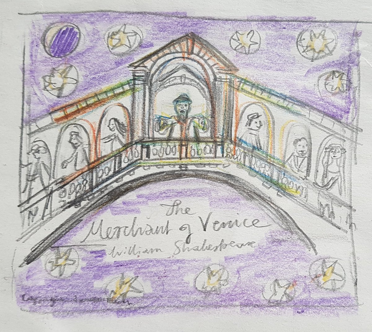 Finally, here are some process-pictures of the cover – from rough sketch to the last-minute addition of digital gold leaf!