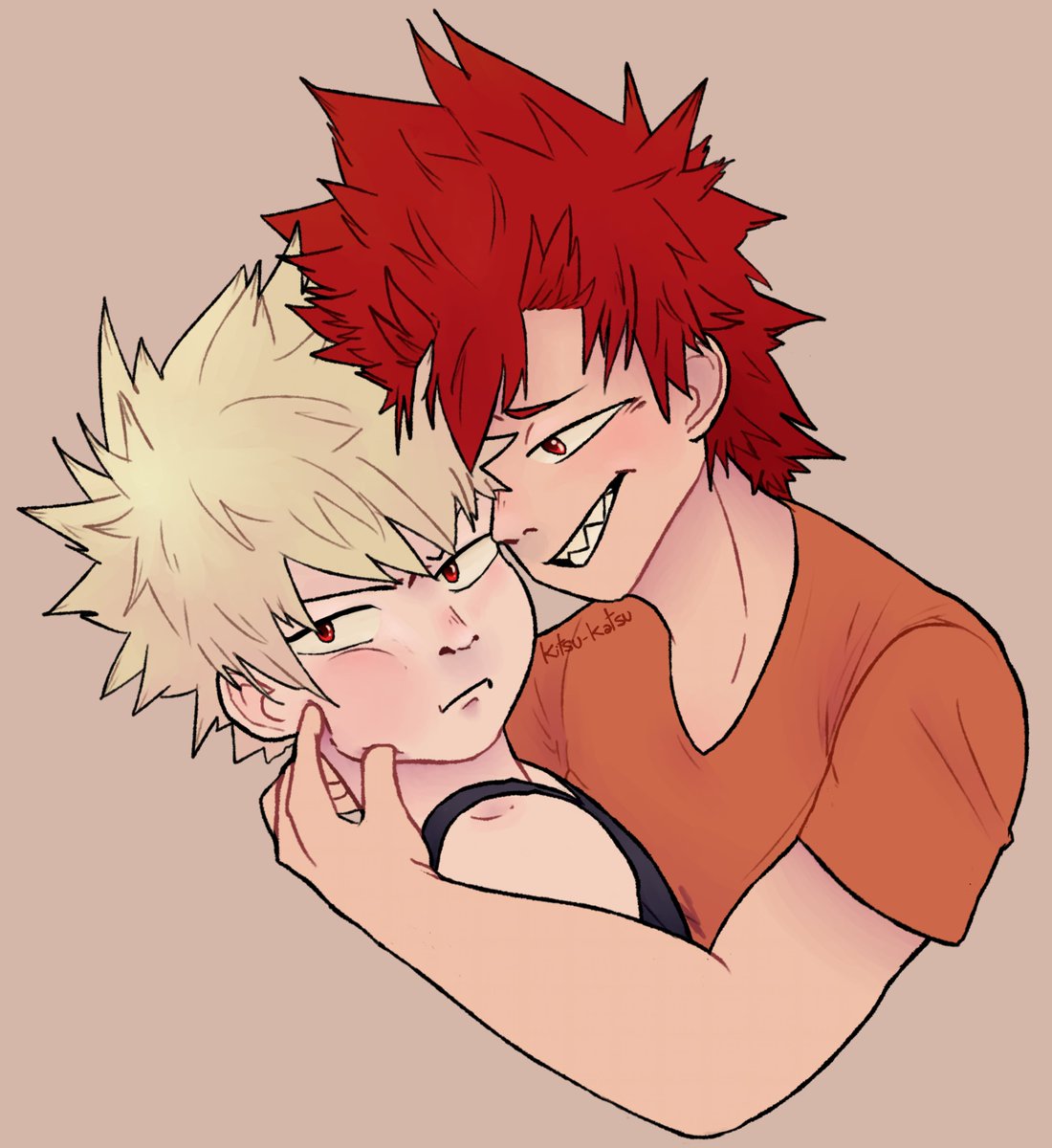 Pouty Bakugou and lovingly teasing Kirishima I'm really proud of this ...