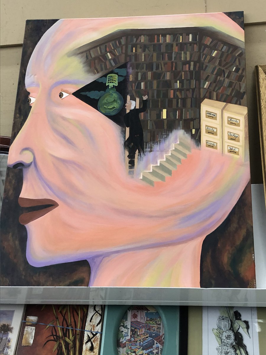 I’m returning to the airwaves this fall. The radio show will rise again. I celebrated by purchasing this weird painting at Value Village.