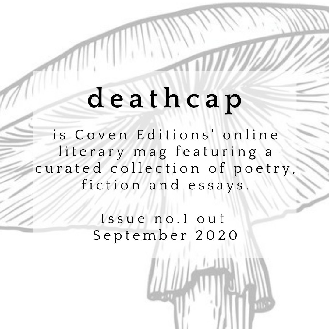 coveneditions's tweet photo. We are excited to announce a new project!  This September, Coven Editions is launching deathcap: an new online literary mag that will feature YOUR poetry, short fiction and essays.

#coveneditions #deathcap #deathcapmag #literarymag #poetry #fiction #essays https://t.co/0NpGXLMowQ