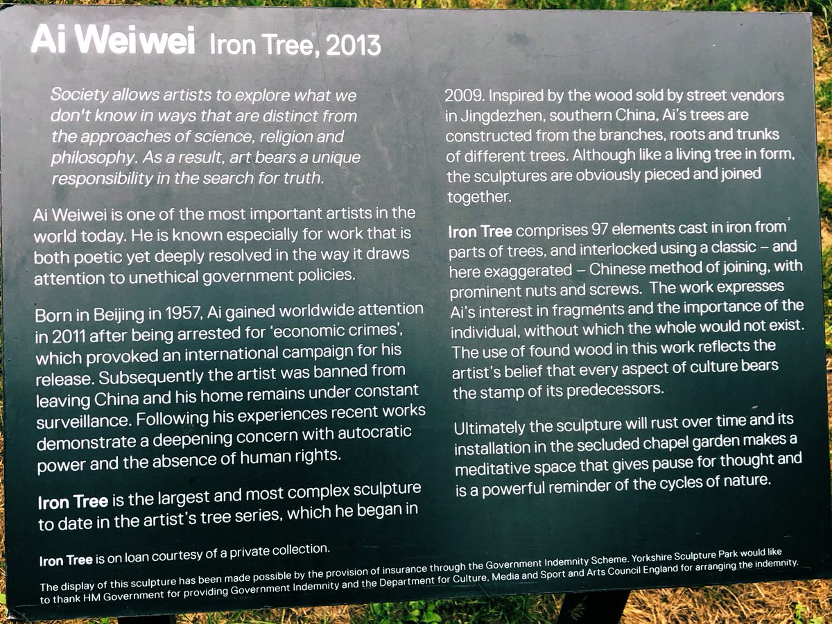 here is the text on the plaque about Ai Weiwei, it's in Yorkshire Sculpture Park