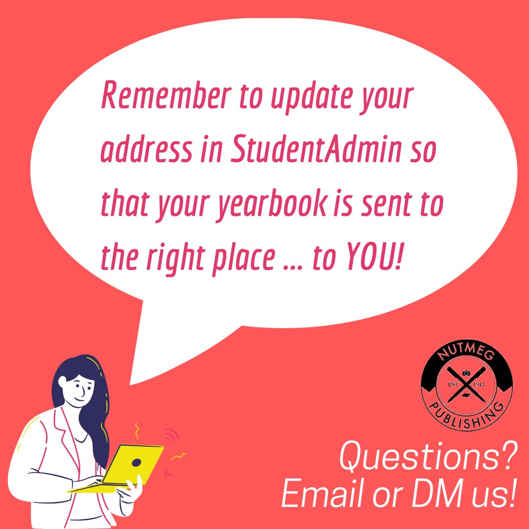 UCONNnutmeg's tweet photo. Hey UCONN Class of 2020! Remember to update your address in StudentAdmin so that your yearbook is safely and correctly delivered to YOU!😁🥳 https://t.co/g7aQbMhGsN