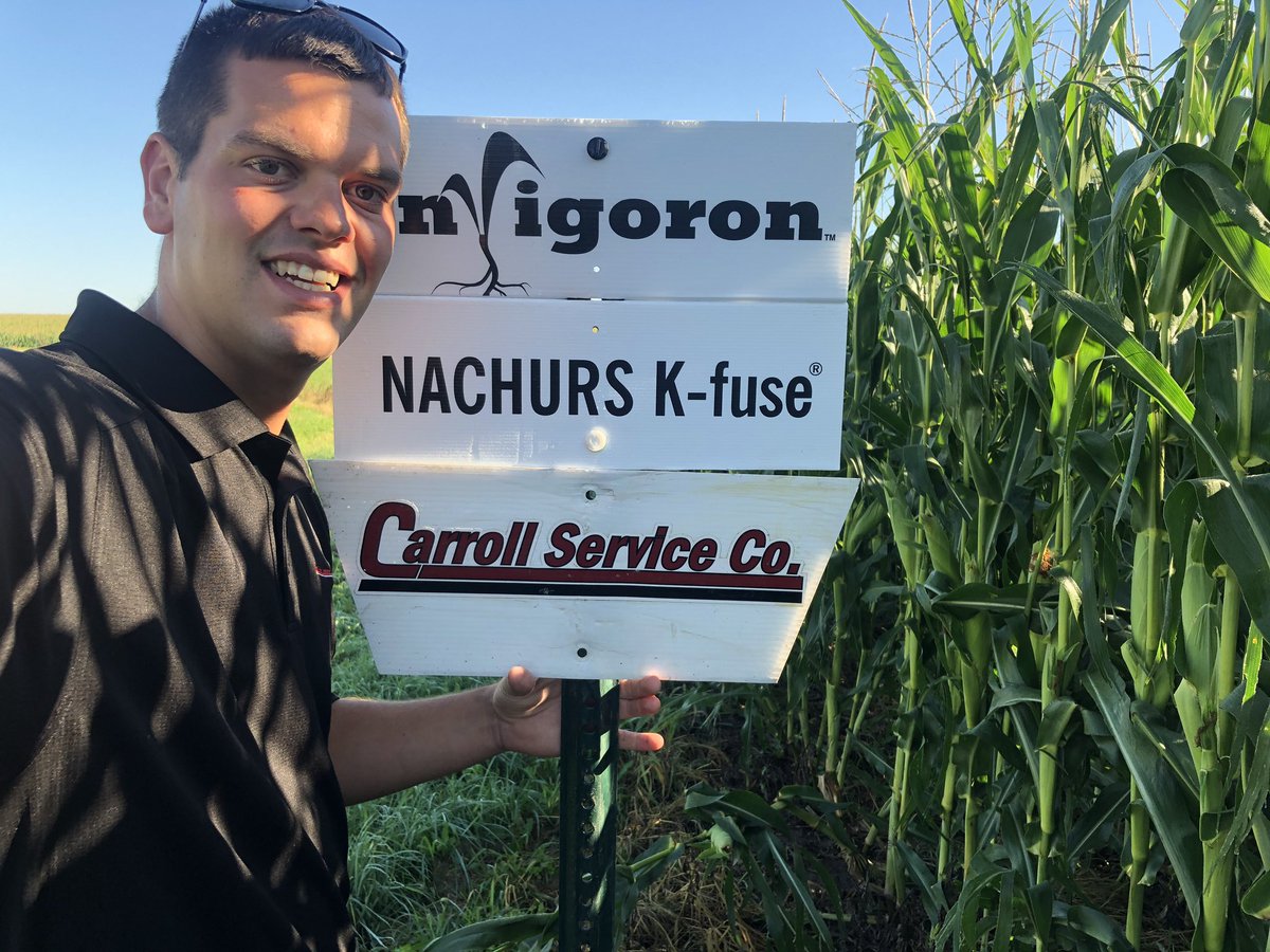 taylor_janicek's tweet photo. Crop Consultant Nick Simpson with Carroll Service Co. FS appreciating the @Nachurs Start2Finish program. These growers couldn’t be happier! #BioK #Start2Finish #feedthebeast #growmark https://t.co/shPV0Au1kS