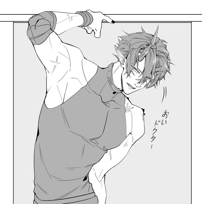 #アークナイツ #明日方舟 
発端はP3の比較図を見て、ロドスにいる分は大丈夫だろうが、この長身な男達は他のところにいったら扉の高さで色々問題が起こるじゃないか?と思いつき描いてみました? 