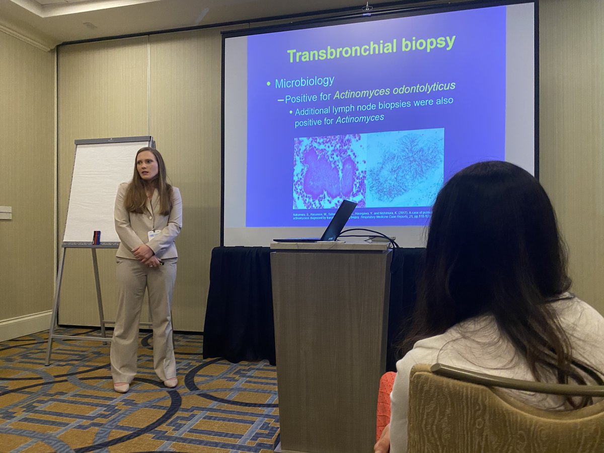 memassey's tweet photo. Here's a throwback from my first oral presentation at the 2020 @SocietyGIM Southern Regional Conference this spring! I presented a case of pulmonary Actinomyces and learned a lot from other presenters. Wonderful experience with a few of my classmates! #MedStudentTwitter https://t.co/ge87RaJyqa