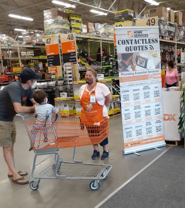 Cindy our new SPA speaking to customers about #cabinetmakeover in front of our new At Home Services Contactless Quotes display. @thdsullivan @thdglenbass @williams2bryan <a href="/JasonArigoni/">Jason Arigoni</a> <a href="/maryanne_stl/">Maryanne St. Laurent</a> @errolruginski @thee4279 <a href="/KeithGracie4/">Keith Gracie</a> <a href="/brycoupe/">Bryant Coupe</a> <a href="/Bhebert84/">Brandon Hebert</a>