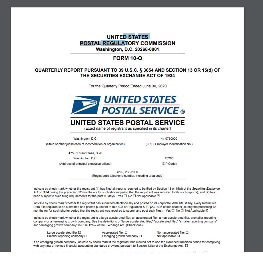 Quick thread. Holy Moly, this is the US Post Office quarterly report.Yup, they file cos they have public debt issuance. https://about.usps.com/what/financials/financial-conditions-results-reports/fy2020-q3.pdf