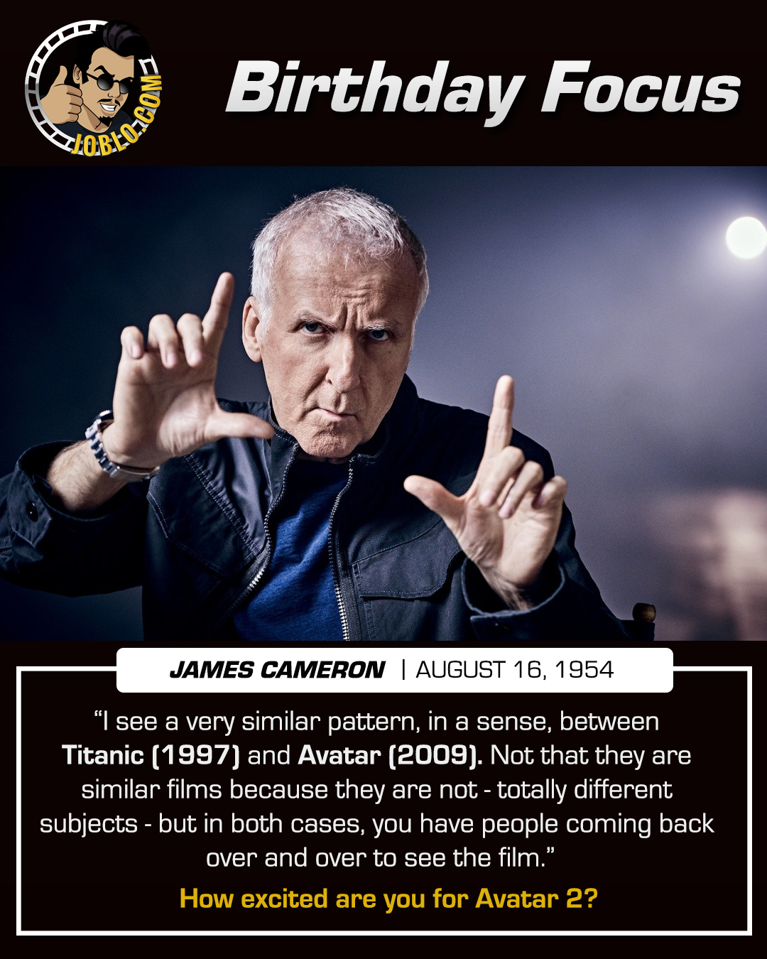 Happy birthday to legendary filmmaker, James Cameron!

Can\t wait to see what he does with Avatar 2! 