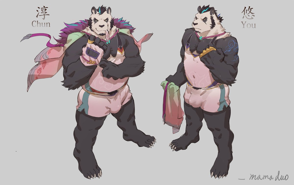 This time the commission is two bear brothers wearing sports vests，No ref, I design these two bears. Finally, I plan to draw two panda brother. Because this is a private commission, I can only share the first version