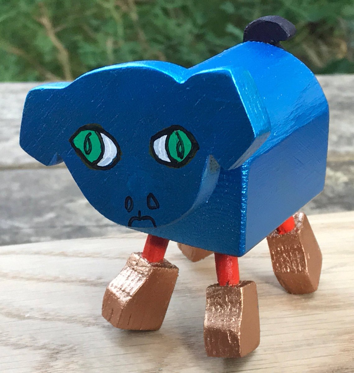 LulusGingerNuts's tweet image. Excited to share this item from my #etsy shop: PugBot &quot;Little Missy Puggy&quot; the metallic blue #PugBots (WoodenCat) handmade decorated by Peter Brighouse etsy.me/2PXIEo0