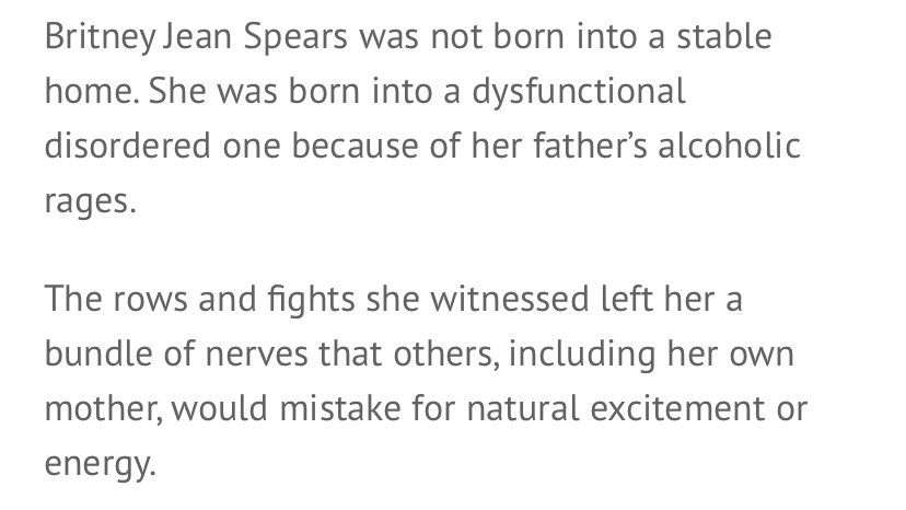 Britney was not born into a stable home. In fact, her uncle Willie saw an incident where Jamie was drunk and tried to drive off with Britney in the car when she was 5 years old. FREE BRITNEY