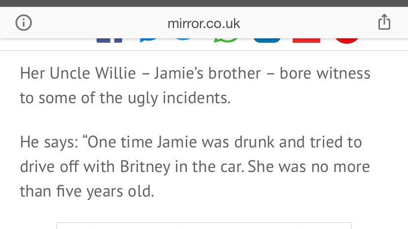Britney was not born into a stable home. In fact, her uncle Willie saw an incident where Jamie was drunk and tried to drive off with Britney in the car when she was 5 years old. FREE BRITNEY