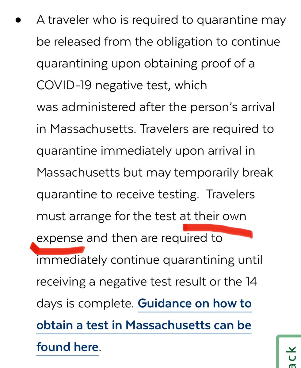 I live in a coronavirus hotspot. That means, I have free testing sites near by.If I didn't, I would have no other choice than to quarantine because I'm poor.It's a Catch 22 for people. Risk a possible $500 a day fine for breaking the travel order or miss work for 2 weeks?(2/x)