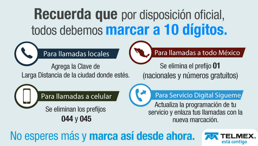 Telmex's tweet photo. La marcación nacional ha cambiado a 10 dígitos, ¿tienes alguna duda? Entra a #TelmexBlog y conoce todos los detalles. https://t.co/eCOSNZtQDM https://t.co/nkMC4hszho