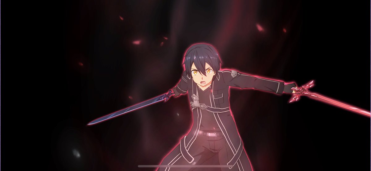 百夜 遠坂あさぎ先生推しのlisaっ子 心意キリトの心意スキル使う時のこの表情とここから繰り出される連撃がすごく好きなんだよ キリトの二刀流って言ったらsaoのエリュシデータとダークリパルサーの印象が強いけど Uwの夜空 赤薔薇 青薔薇 もかっこいいん