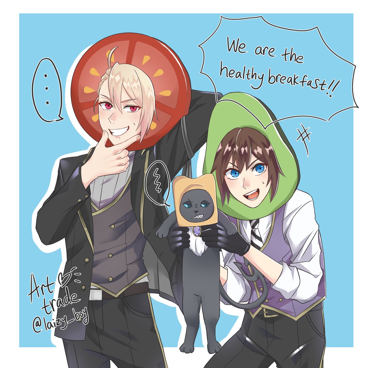 You can feel Crewel and Vil quake in the background.

Art trade with @laizy_boy04 ⭐️

I got no.48!! I hope you like it ?? 

The second time I roll, I got 7. and the one thing that pops into my mind is that two girls buying a $45 bread by mistake lolol 