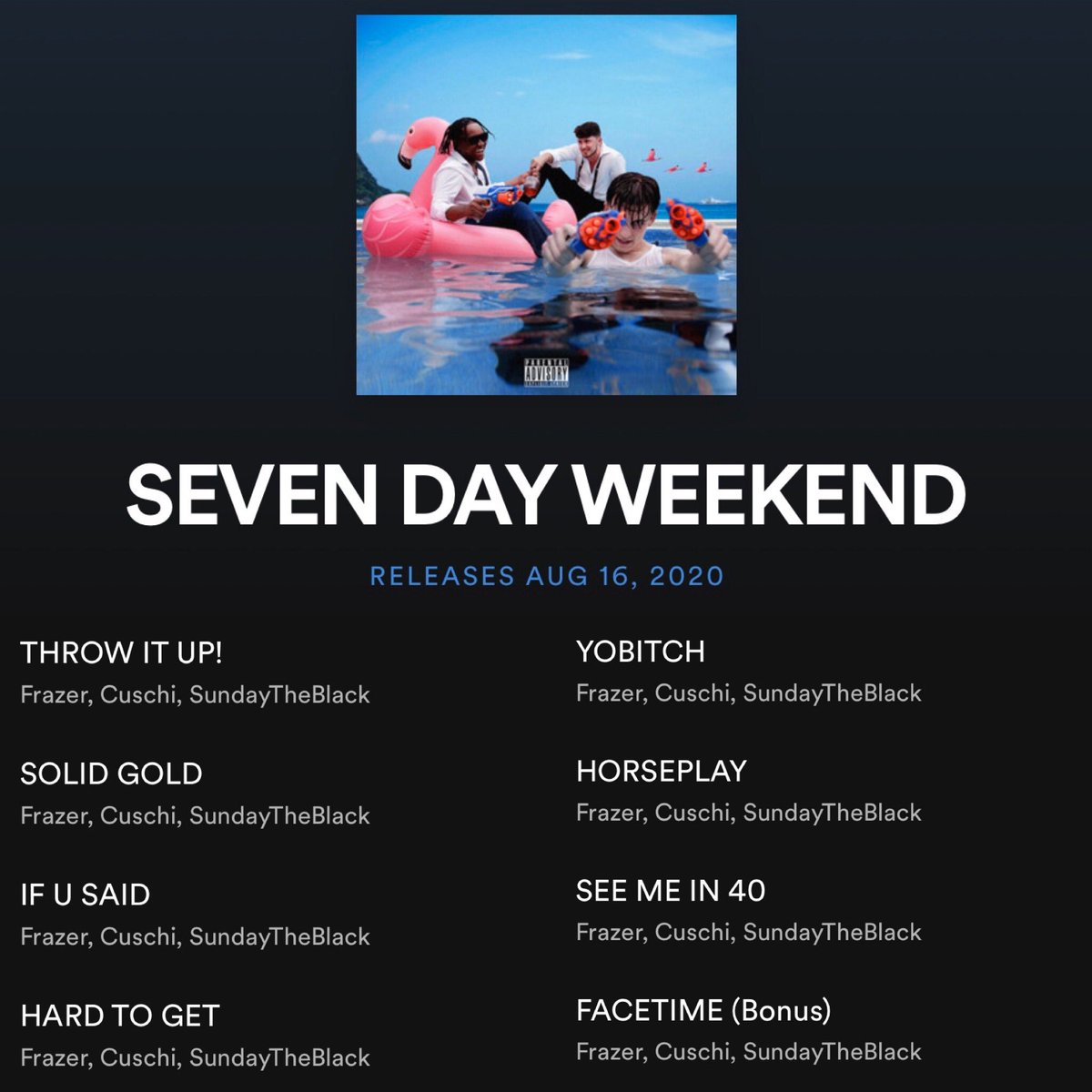 frazerxvii's tweet photo. TOMORROW⏱
Here’s the tracklist...
#SEVENDAYWEEKEND https://t.co/Xkv3bTnu7k