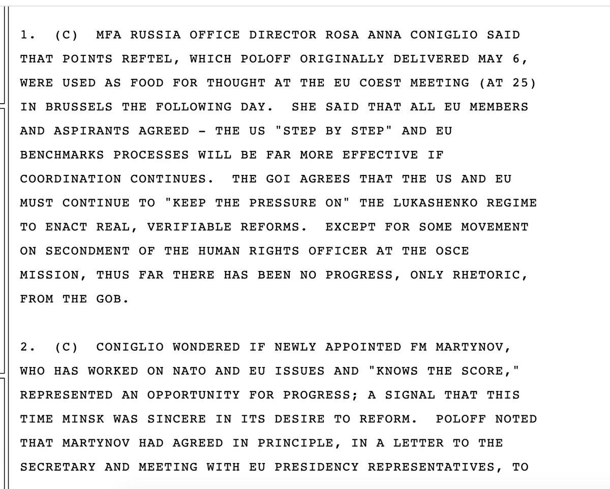 Let's look at what WikiLeaks Cablegate has to say about Belarus.  https://www.wikileaks.org/plusd/cables/03ROME2137_a.html