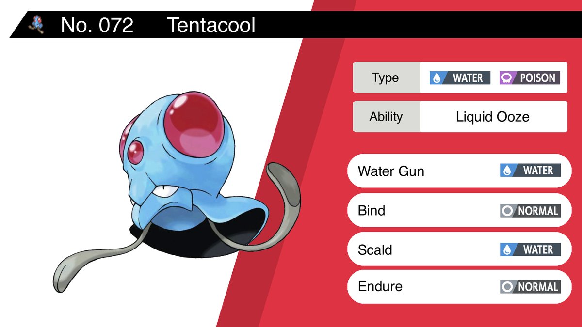 RandomPokeBot's tweet photo. Tentacool
Ability: Liquid Ooze
Moves: Water Gun, Bind, Scald, Endure
#pokemon #Tentacool https://t.co/b8YCionaLj