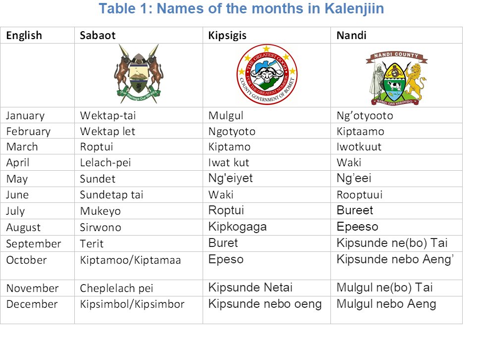 3) El sistema de apellidos Kalenjin utiliza dos prefijos:-KIP, para los hombres -CHE, para las mujeres.(aunque hay variables de acuerdo a las subtribus)Depende de las circunstancias del nacimiento, a esos prefijos se agrega alguna palabra y así se forma el apellido.