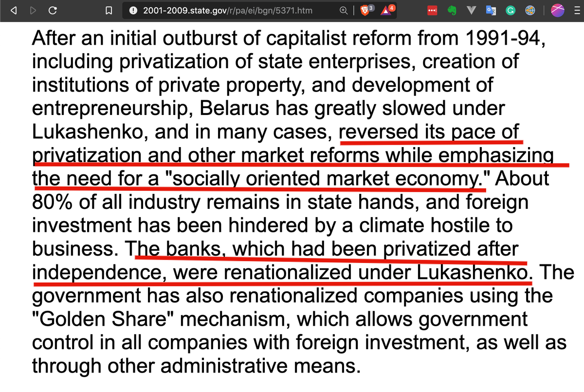 What did the state department between 2001-2009 say? They whined about the lack of privatization.