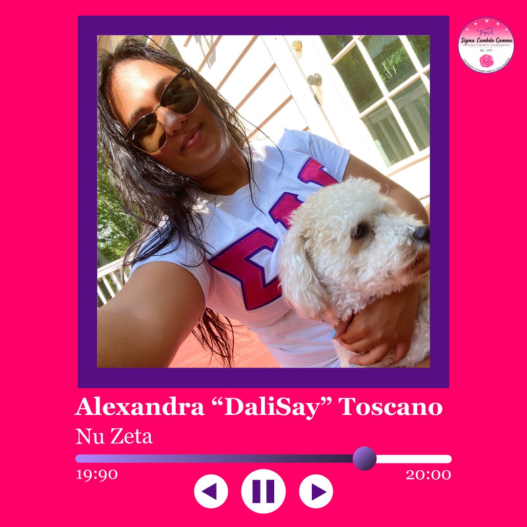umdslg1990's tweet image. ✨Chapter Spotlight✨

⭐️Meet Alexandra “DaliSay” Toscano featuring Chewie Toscano

Major: Criminal Justice 
Position: Academic Chair &amp;amp; President💕💜

Check out a playlist of some of Alex’s favorite songs on Spotify!! link in bio :)