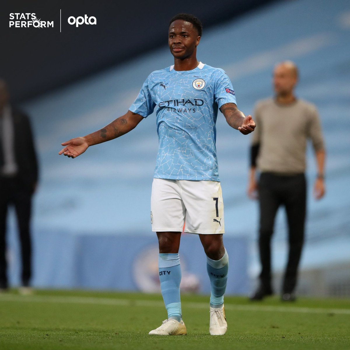 OptaJoe's tweet photo. 50 - @sterling7 will make his 50th Champions League appearance tonight, aged 25 years and 251 days; the only Englishman to reach this milestone at a younger age was Wayne Rooney in 2010 (24 years, 115 days). Lion. #UCL https://t.co/qRR5seae0T