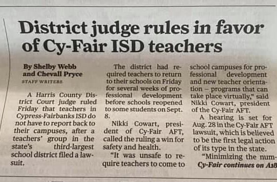 This article DOES NOT speak for me or for my children. I trust and appreciate all that <a href="/CyFairISD/">Cypress-Fairbanks ISD</a>, @SuptMarkHenry and his team have done so that my children can continue their high school education!!!!  #DoNotSpeakForMe #CFISDspirit